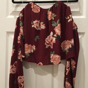 Floral Long Sleeve Crop Top